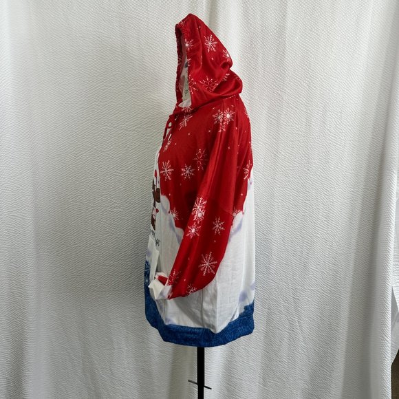 Christmas Hooded Sweatshirt Red White Blue Moo-ey and Bright Cow NWOT - Picture 5 of 7